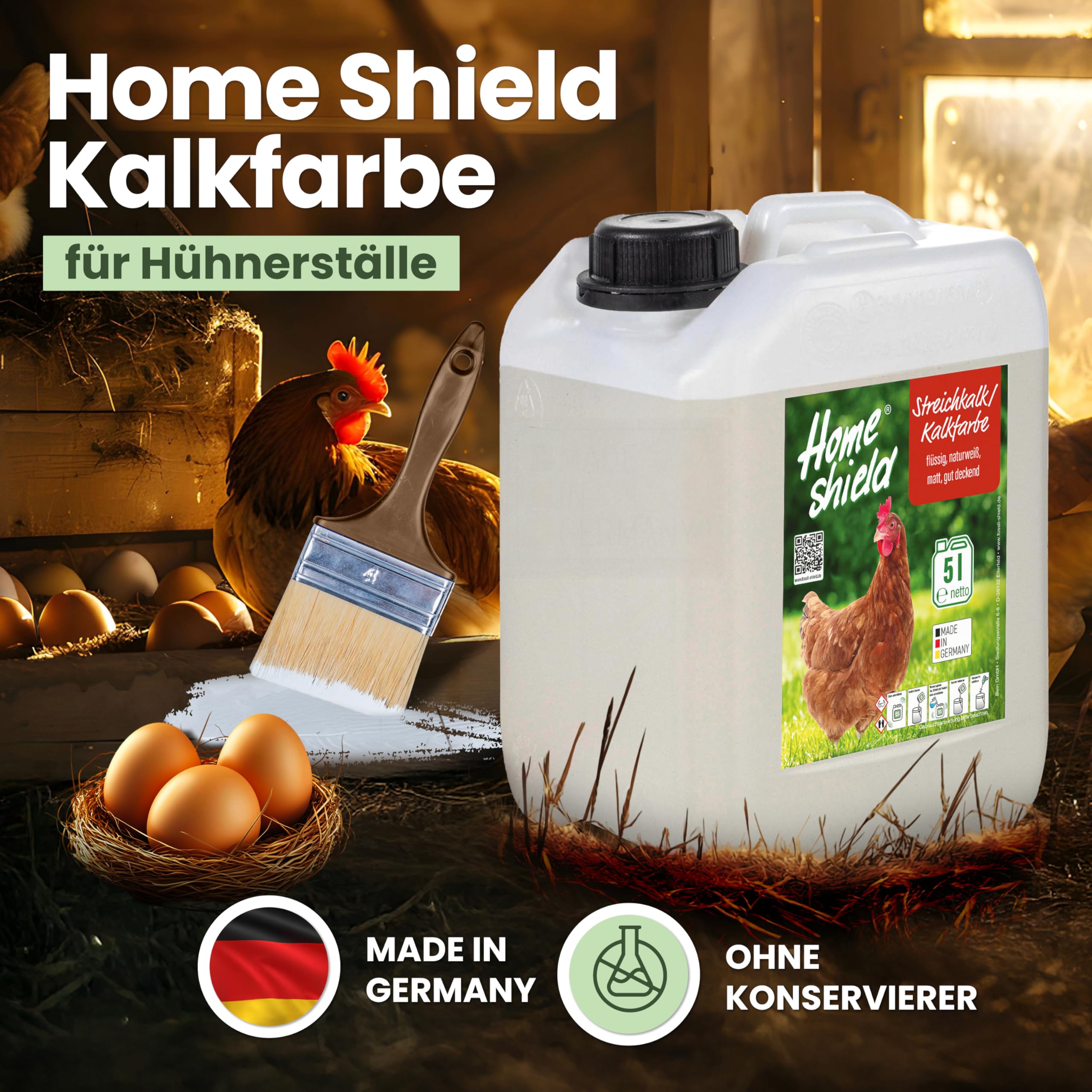 Kalkfarbe Hühnerstall 5L weiß Streichkalk ready to use matte Stallfarbe