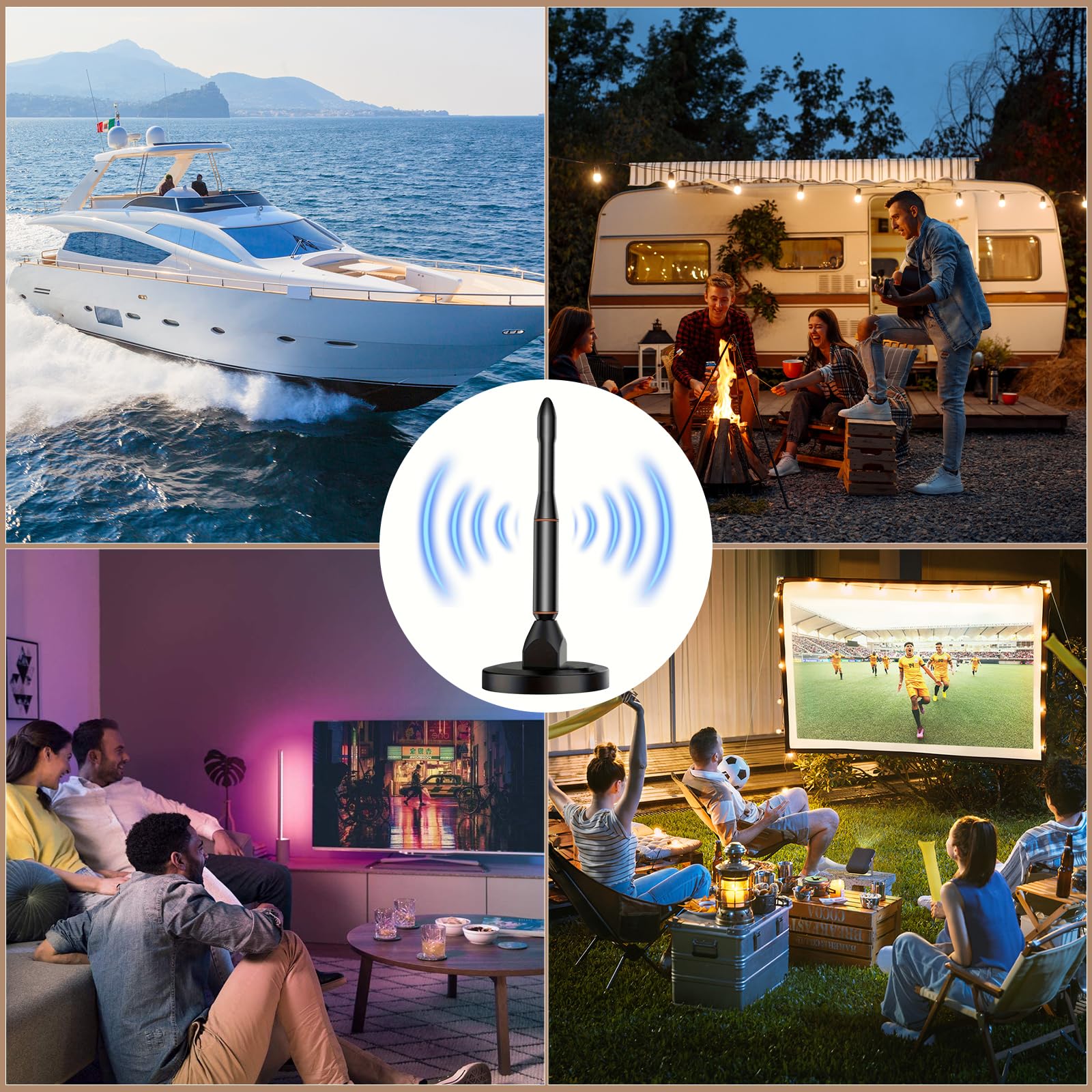 2026 Nuova Antenna Tv digitale Interna, Interni ed Esterni con Base Magnetica, Amplificatore di Segnale Support 4K HD/1080P/VHF/UHF per Home Smart Televisione/Radio, Cavo Coassiale 5M