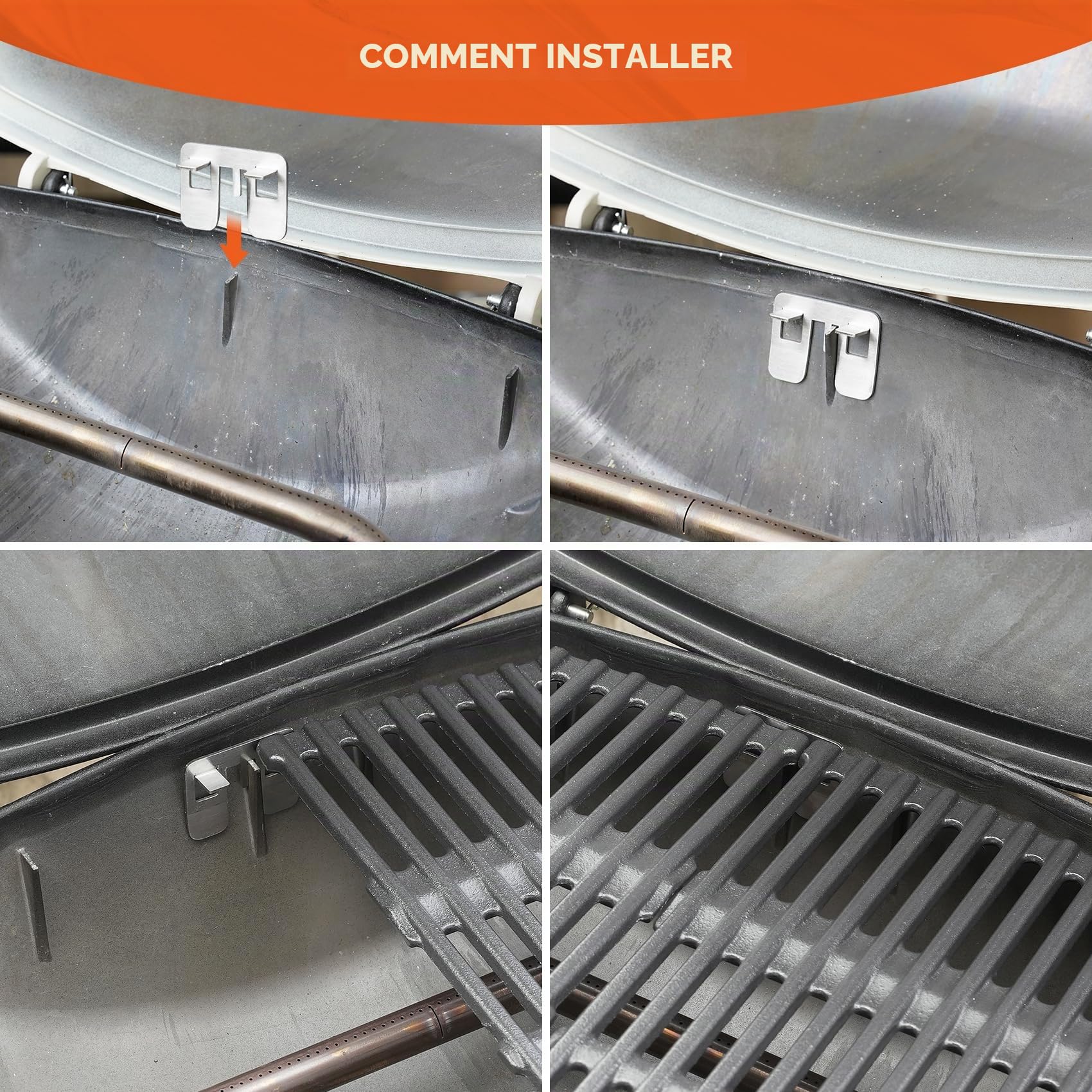 onlyfire Grille de Cuisson en Fonte pour Barbecue à Gaz Weber Q 300/3000 Séries - Remplacement pour 7646 - avec 2 Supports de Montage