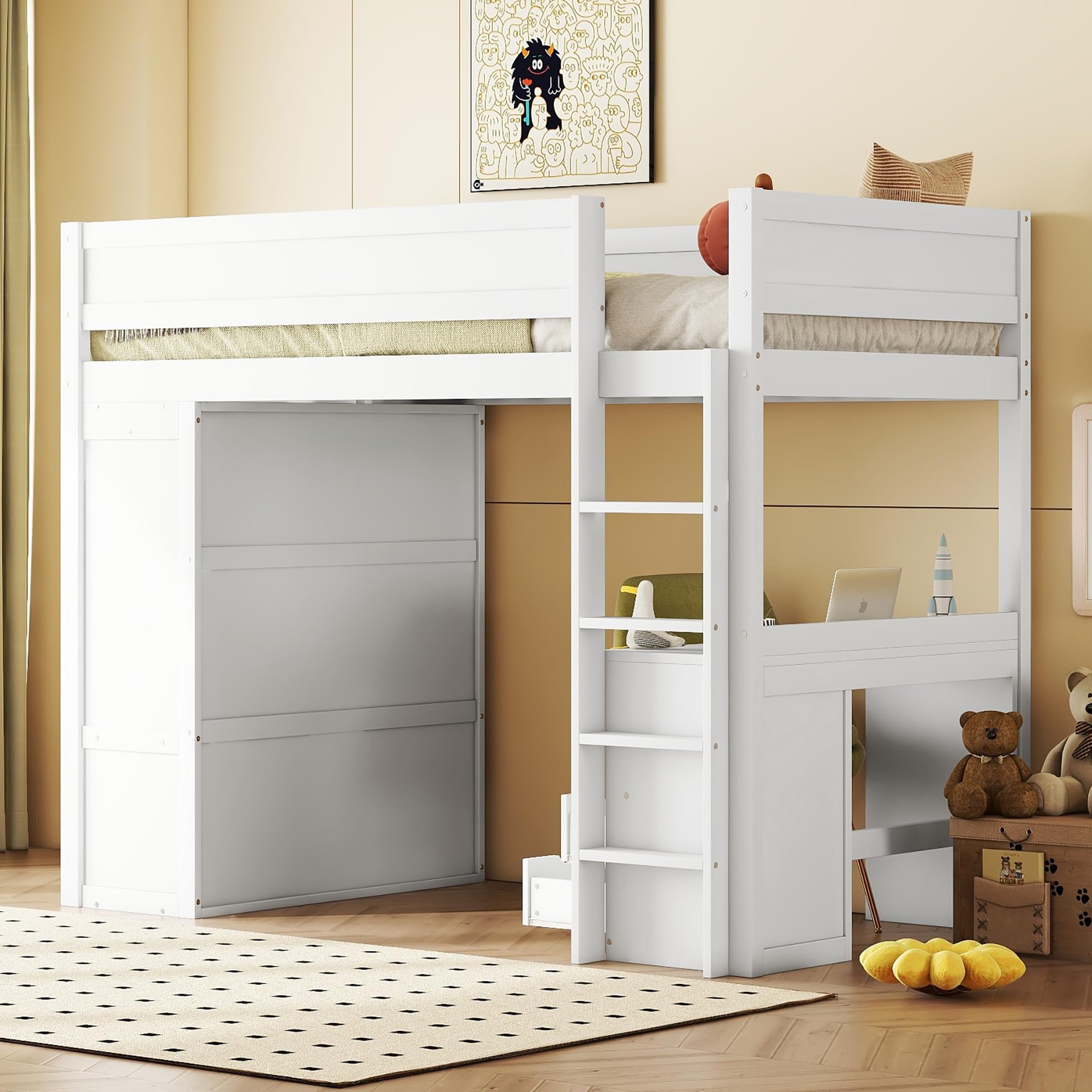 Studio Hoogslaper Antraciet, met ingebouwde kast en bureau Studio Hoogslaper Antraciet, met ingebouwde kast en bureau