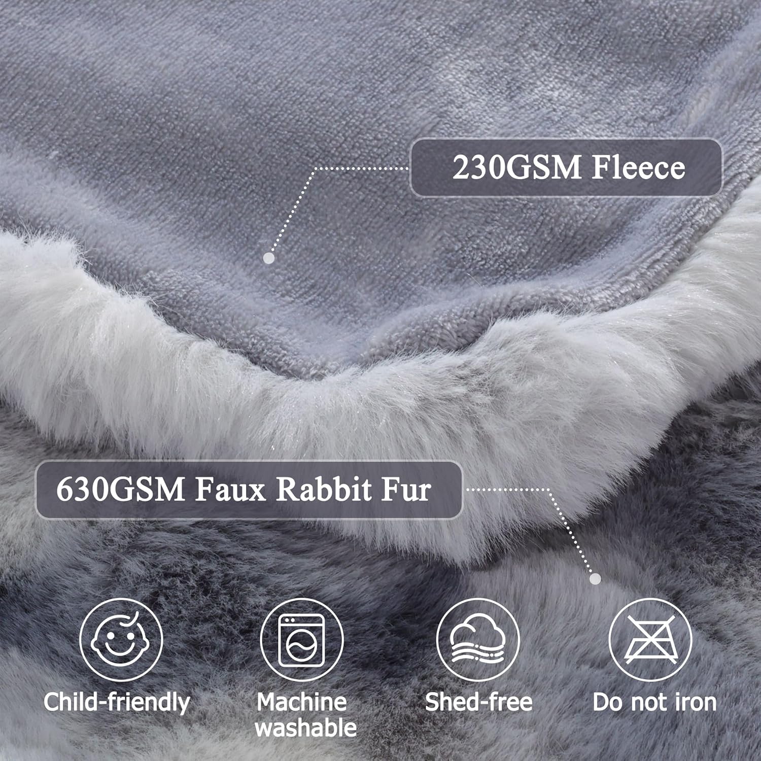 Faux Fur Throw Blanket for Couch, Cozy Soft and Fuzzy Plush Tie Dye Blue Blanket 50x60in Warm Blanket for Couch Sofa Chair Bedroom Living Room Travel Camping - Image 4