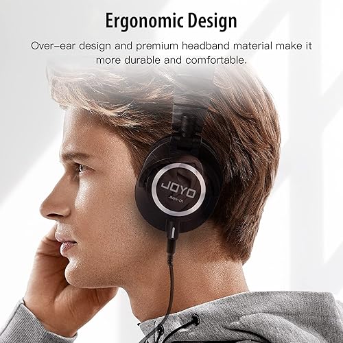 Miniatura 7 de JOYO Auriculares de estudio con cable para monitor de grabación de audio, auriculares sobre la oreja para amplificador mezclador, teclado podcast,
