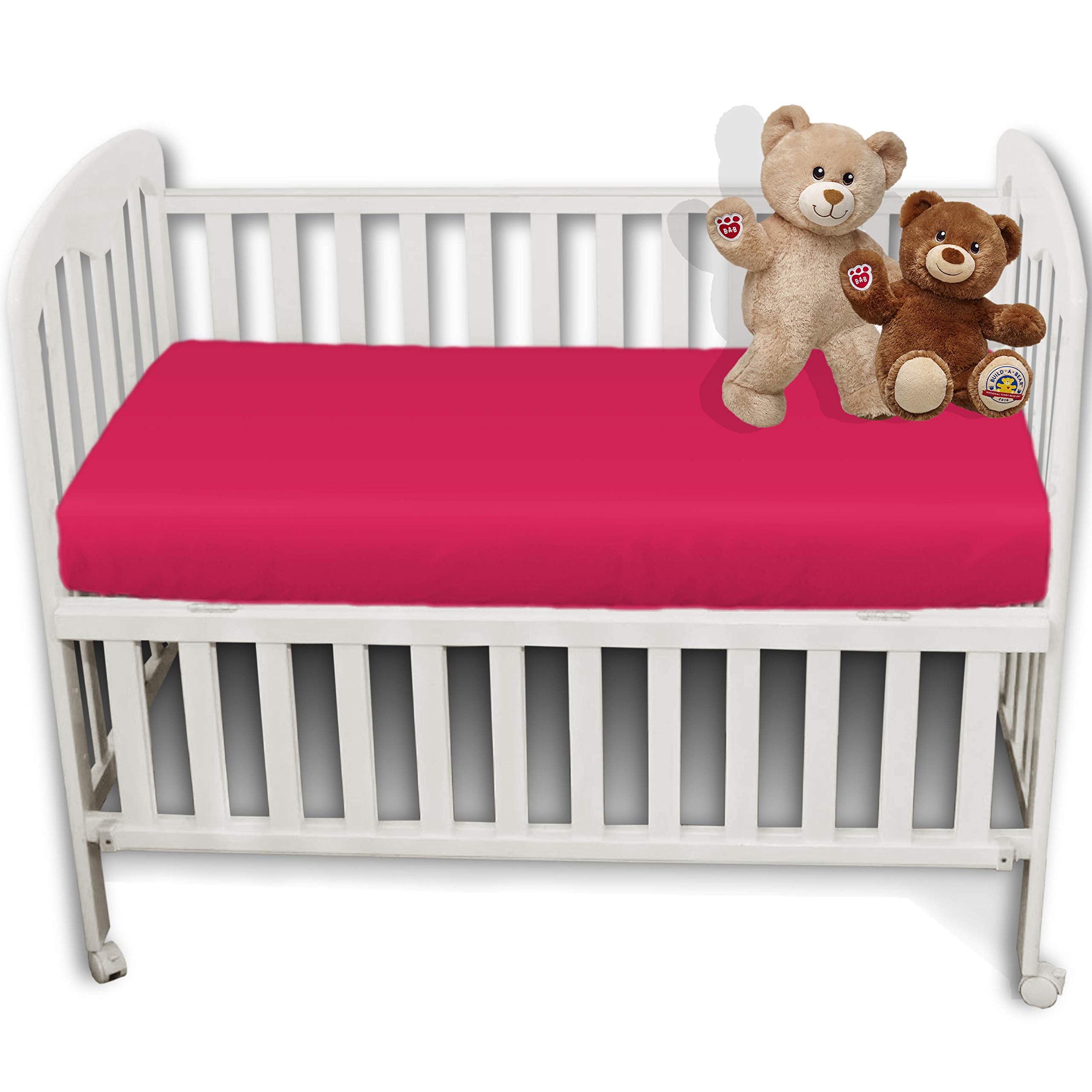 Nursery Baby Cot Fitted Sheet 60 x 120 cm – Ultra Soft & Breathable Crib Mattress Cover – Elasticated Snug Fit for Toddler & Junior Beds – Durable, Machine Washable (Fuchsia)