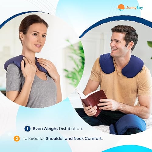 Miniatura 7 de SunnyBay Almohadilla térmica para microondas, almohada para el cuello fría o calentada para microondas con cobertura para los hombros, 2.5 libras de