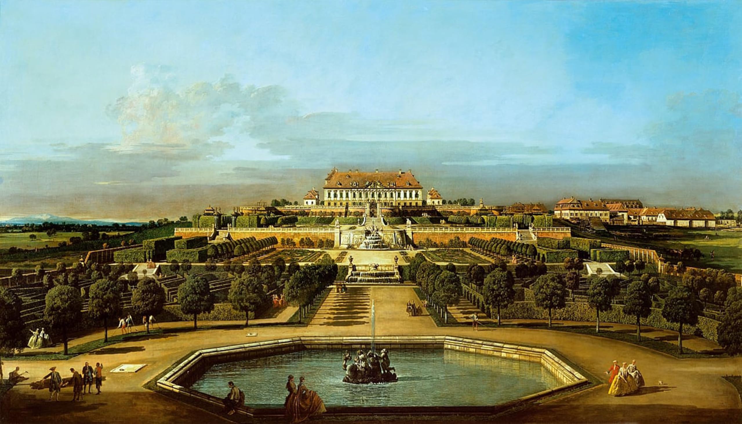 POSTERIIk Famous Modern Artwork Art Mural the Imperial Palace of the Imperial Court Garden Side by Bernardo Bellotto Oil Paintings Pictures for Home Decor 60x90cm
