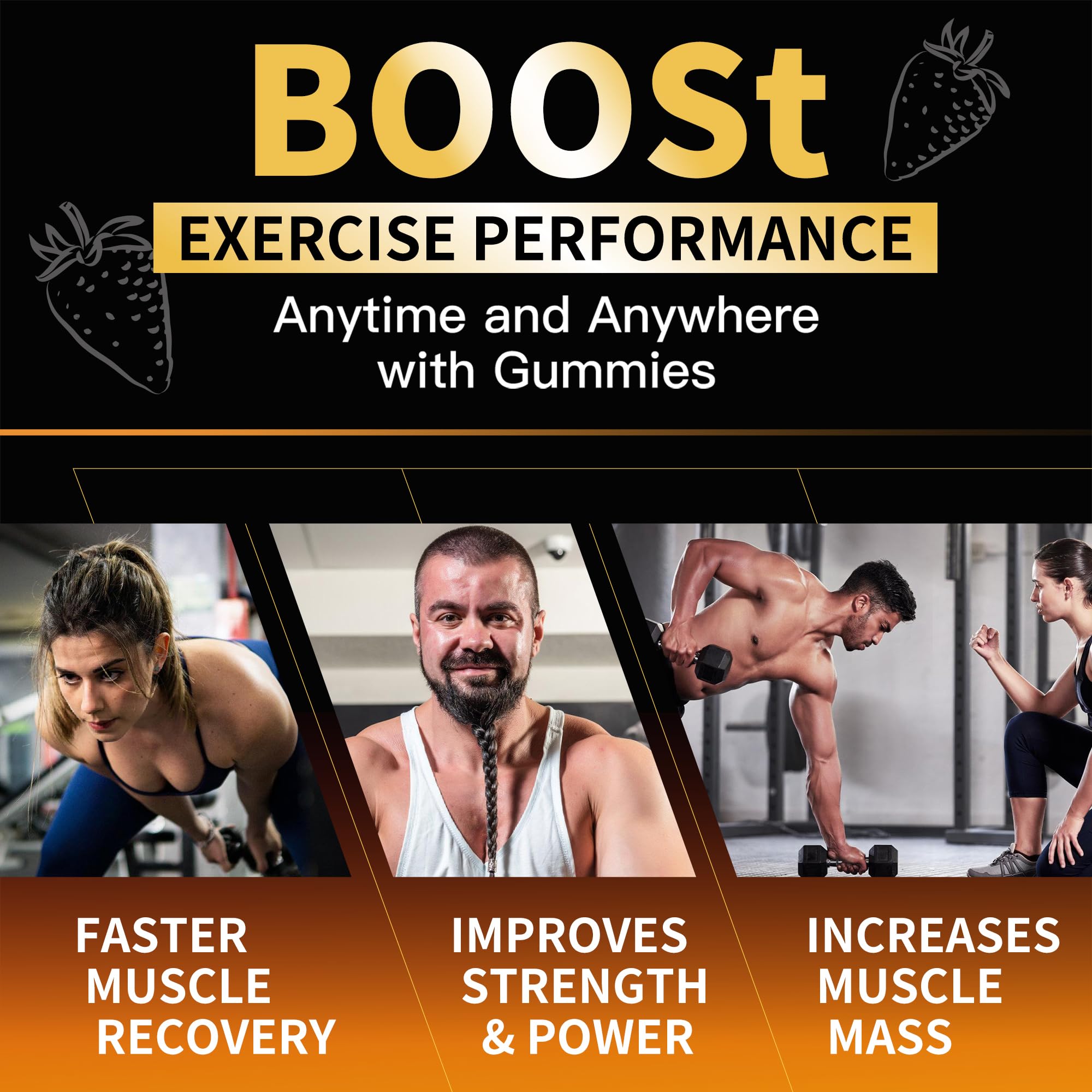 Creatine Monohydrate Gummies for Men & Women-5g of Creatine Monohydrate per Serving - Sugar Free,Vegan, Strawberry Flavor, 120 Count