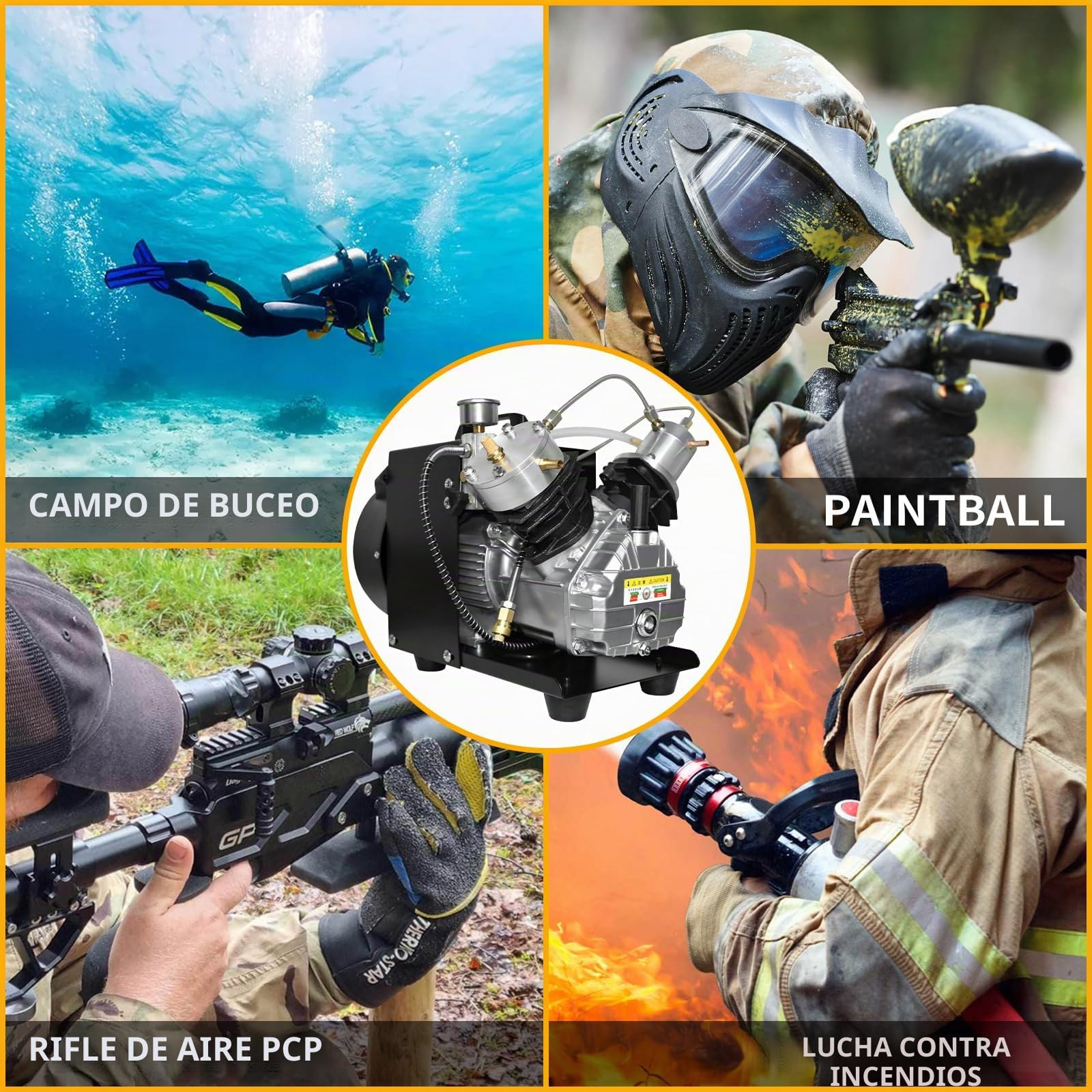 TUXING PCP 4500 psi/300 bar/30 MPa compresor de alta presión para tanque de buceo, rifle de aire y pistola de paintball, con compresor portátil mini