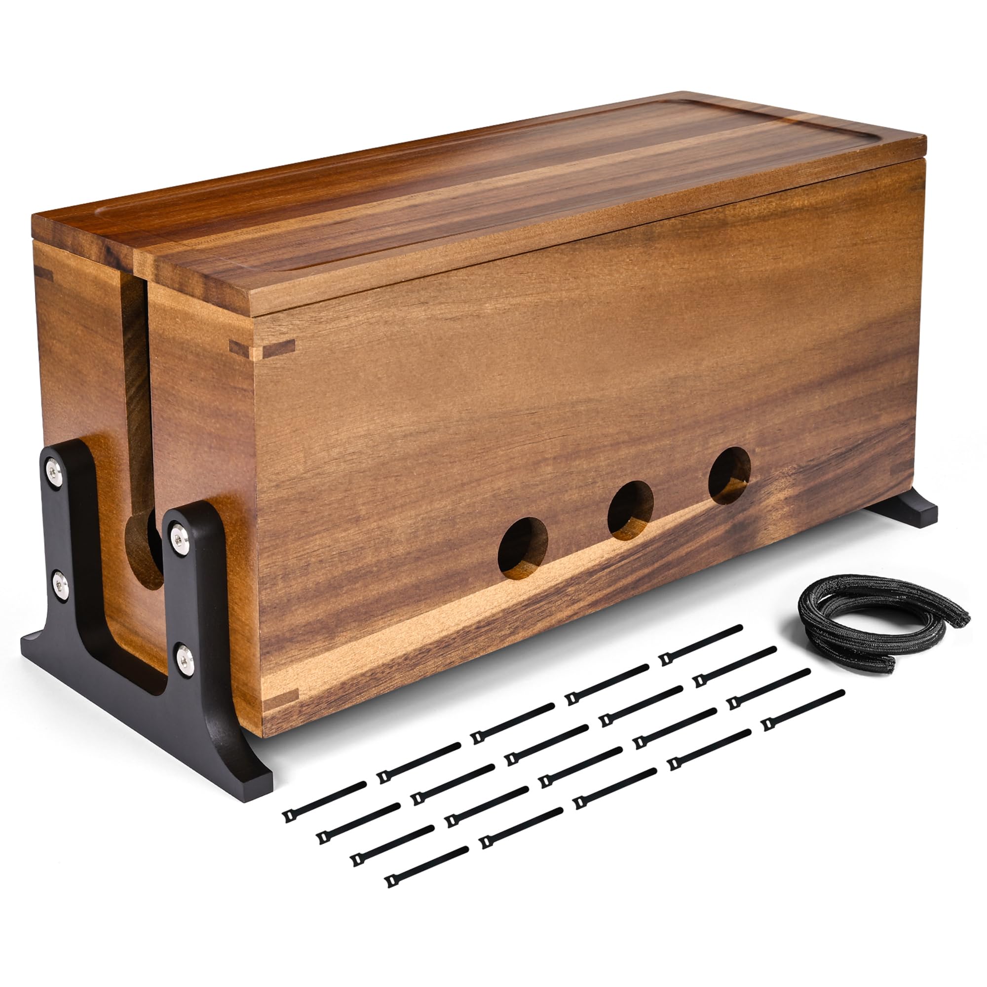 Photo 1 of Trip For Three Extra Large Acacia Wood Cable Management Box