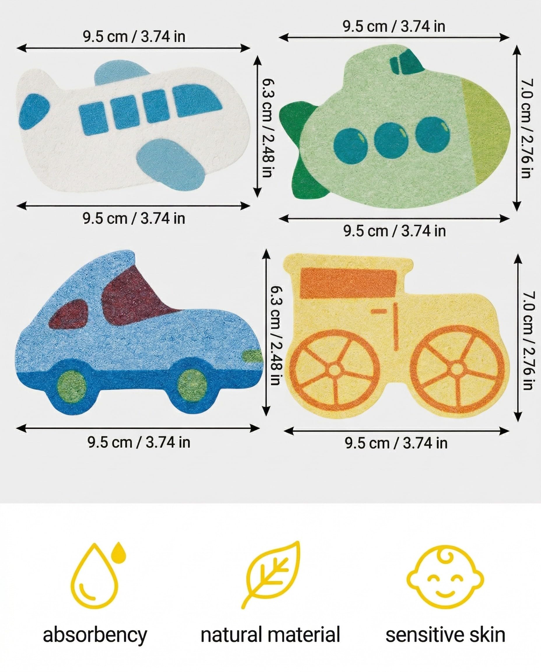 Esponjas Baño y Ducha Bebé, 4 Piezas, Extra Suaves y Naturales | Hipoalergénicas para Piel Sensible de Recién Nacidos y Niños — view 6