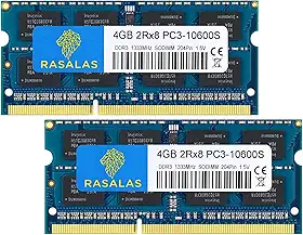 Rasalas Kit de 8 GB (2 x 4 GB) PC3-10600 DDR3 1333 MHz SODIMM RAM Upgrade para laptop AMD Intel, MacBook Pro 13/15/17 polegadas início/final de 2011, iMac 21,5 polegadas, meados de 2011, Mac Mini 5,1