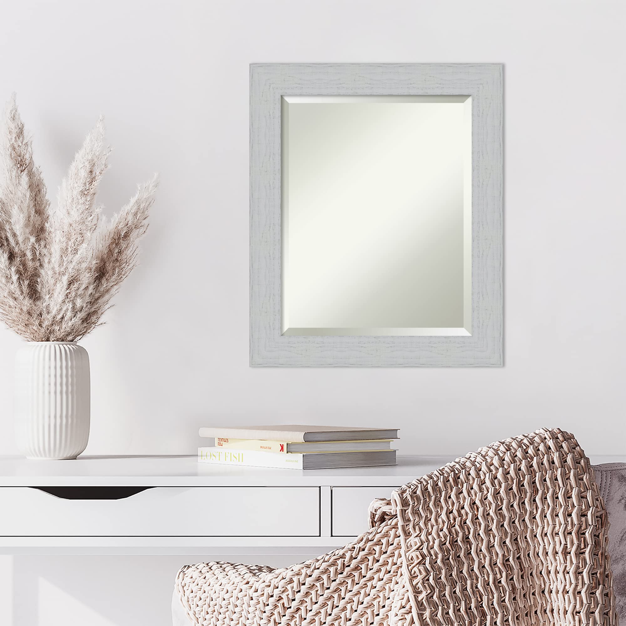 Amazon｜Amanti アートウォールミラー Shiplap ホワイト木製フレーム