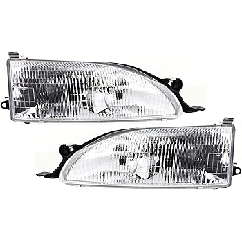 Amazon Com Headlight Set Compatible With 1995 1996 Toyota Camry Left Driver And Right Passenger Side Halogen With Bulb S Automotive