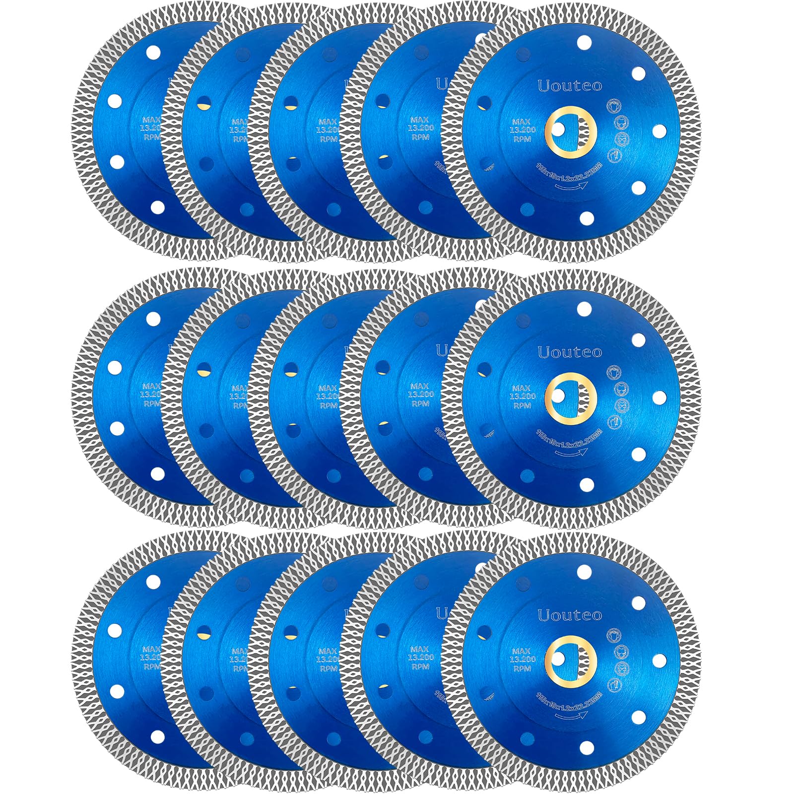 Uouteo 15 Pcs Diamond Saw Blade, 4.5 Inch Super Thin Tile Blade, Diamond Saw Blades for Angle Grinder, 4.5" Tile Blade for Smooth Cutting Marble