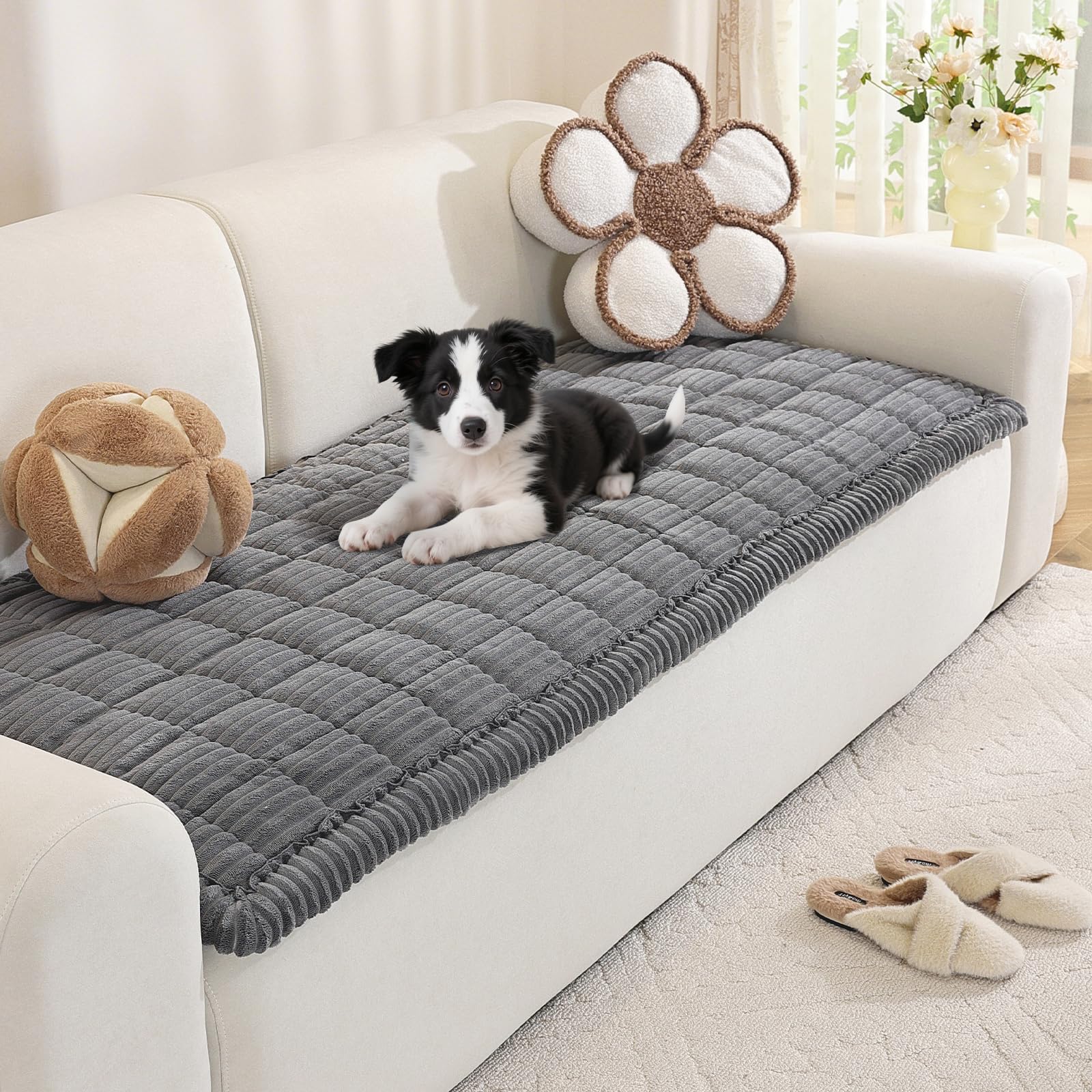 Royhom Fundas Sofa Gruesa Universal, Funda Sofa Chaise Long, Fundas Sofá Esquinera, Supersuave, Antideslizante, para Sofá, Alfombra, Alféizar de Ventana (Gris, 70 x 180 cm)