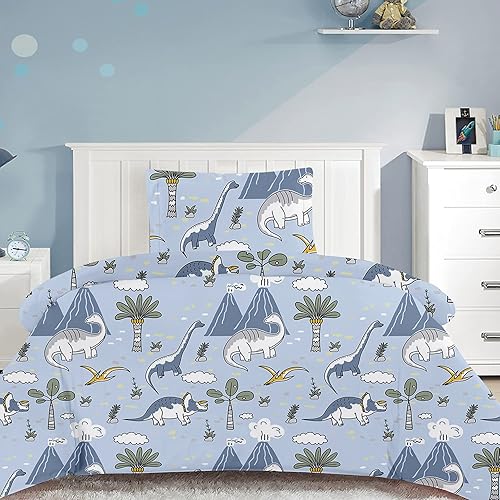 Mooreeke Juego de funda de edredón para niños, tamaño individual, 2 piezas, ultra suave y transpirable, funda de edredón con 1 funda de almohada,