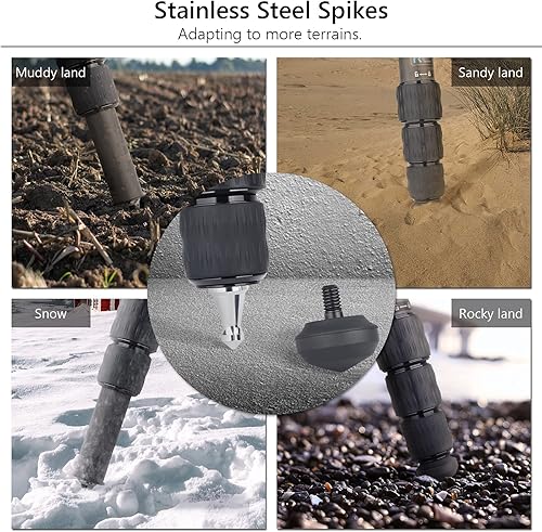 Miniatura 8 de Trípode de fibra de carbono de 10 capas de 1.575 in con columna central externa, ultra estable, profesional, resistente, de carbono, trípode CNC