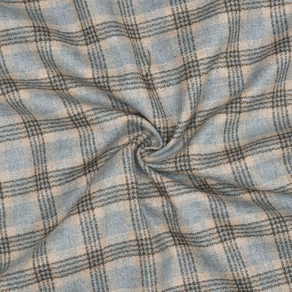 Qashida Tweed Wool Blazer Fabric for Men | Premium Checked Woollen Suiting Material | 2 Meter Cut for Blazers, Kotis & Waistcoats | 58 Inch Width | Grey, Beige Checks