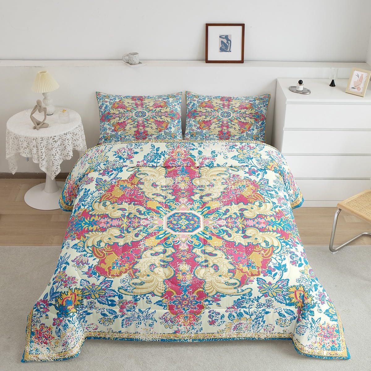 Erosebridal World Map Comforter Set King Multicolored Bedding Set 3D Geography Blue Ocean Bedroom Decor Down Comforter America Europe Asia Africa All Season Bedding Comforters & Sets