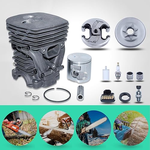 Miniatura 8 de Adefol Kit de pistón de cilindro de 1.850 in para motosierras Husqvarna 455 460 piezas de repuesto con tambor de embrague cojinete de aguja bujía