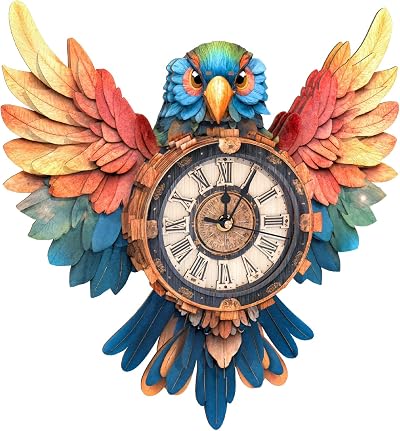 KAAYEE 3D Puzzles for Adults Parrot Clock Wooden Puzzle Bird Craft DIY