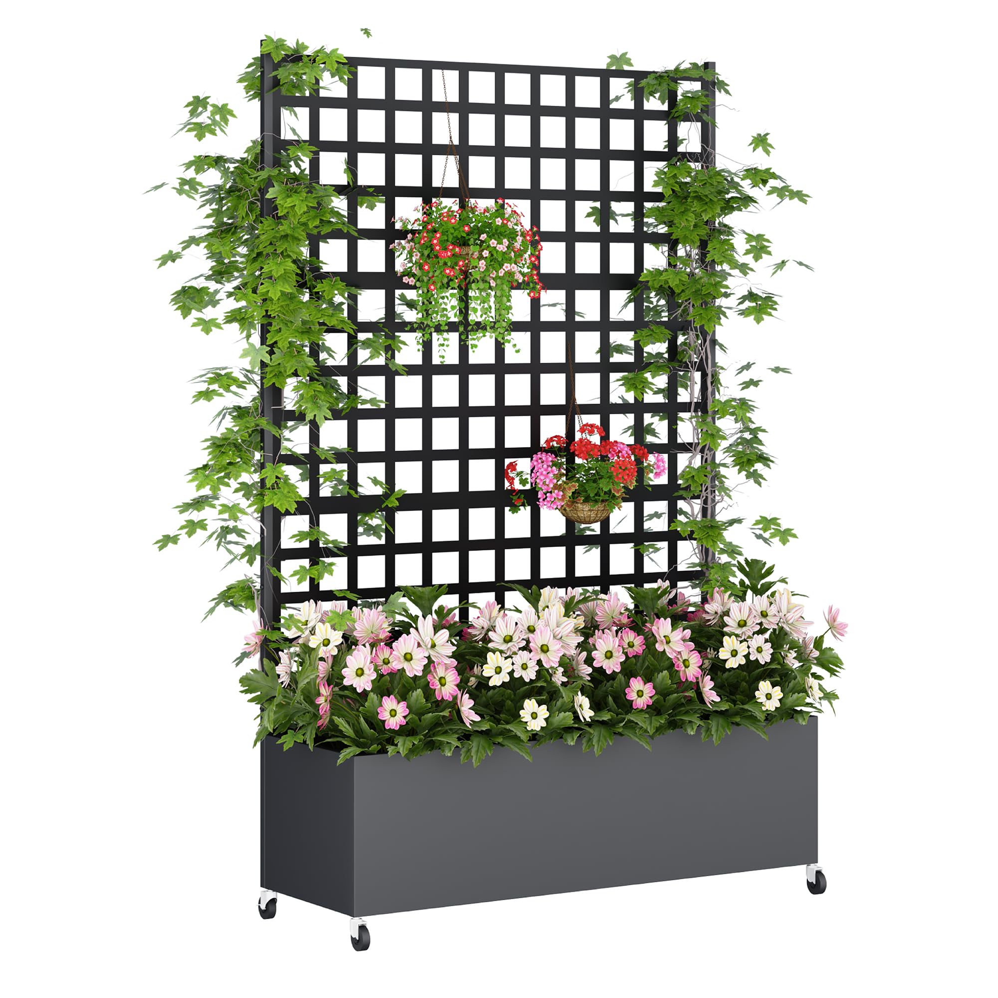 73 Metal Planter with Trellis Privacy Screen