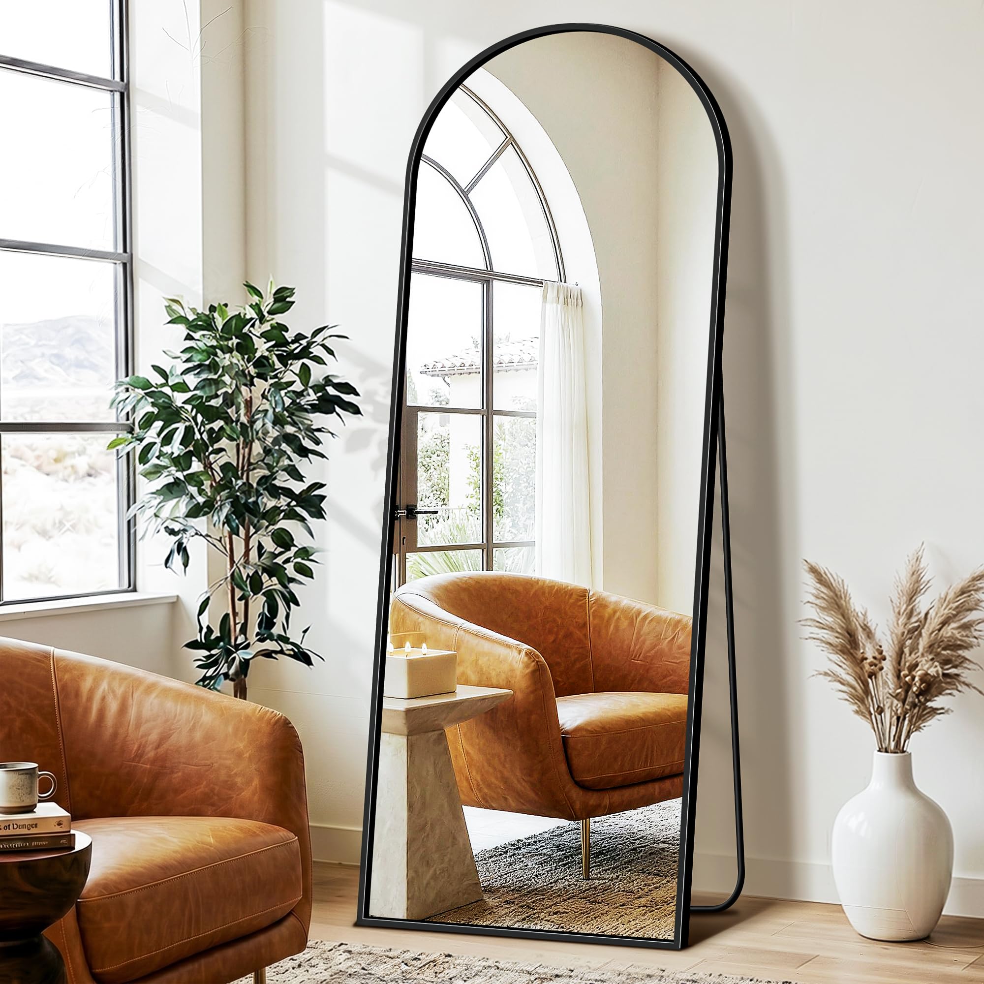 Photo 1 of ***PHOTO AND DESCRIPCION ONLY FOR REFERENCE***
 FICTOR Arched Full Length Mirror , Full Body Floor Mirror , Free Standing Mirror with Aluminum Frame for Bedroom, Living Room, Cloakroom, Black
