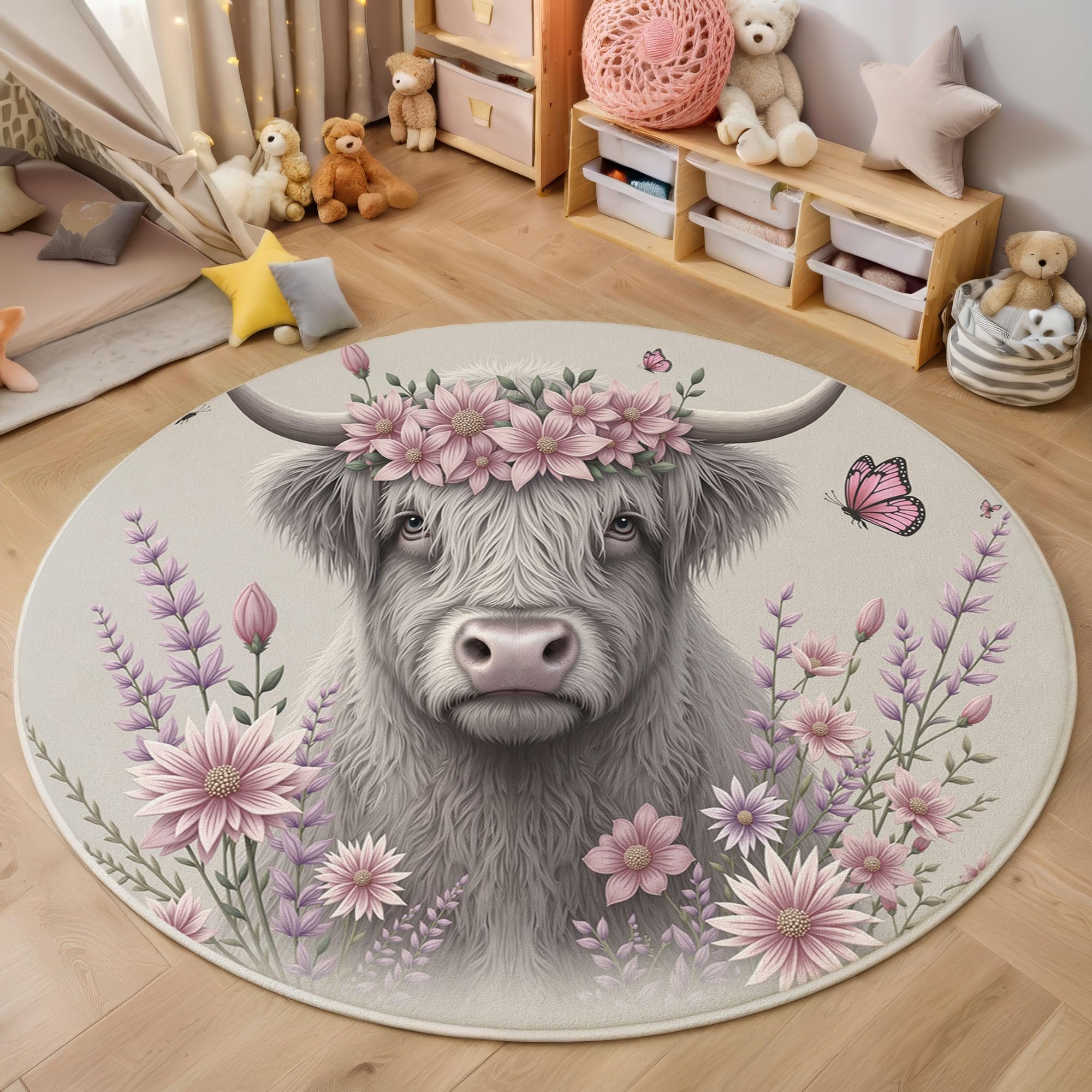Tapis lavable et antidérapant vache des Highlands 180cm poil court