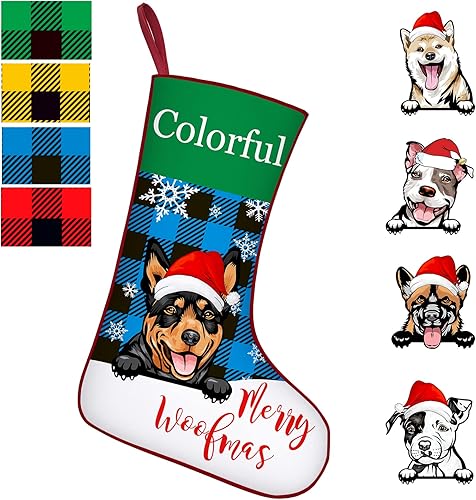 Miniatura 8 de Medias de Navidad personalizadas para gatos calcetines de Navidad a cuadros para mascotas calcetines de Navidad con nombre perros peces de hueso
