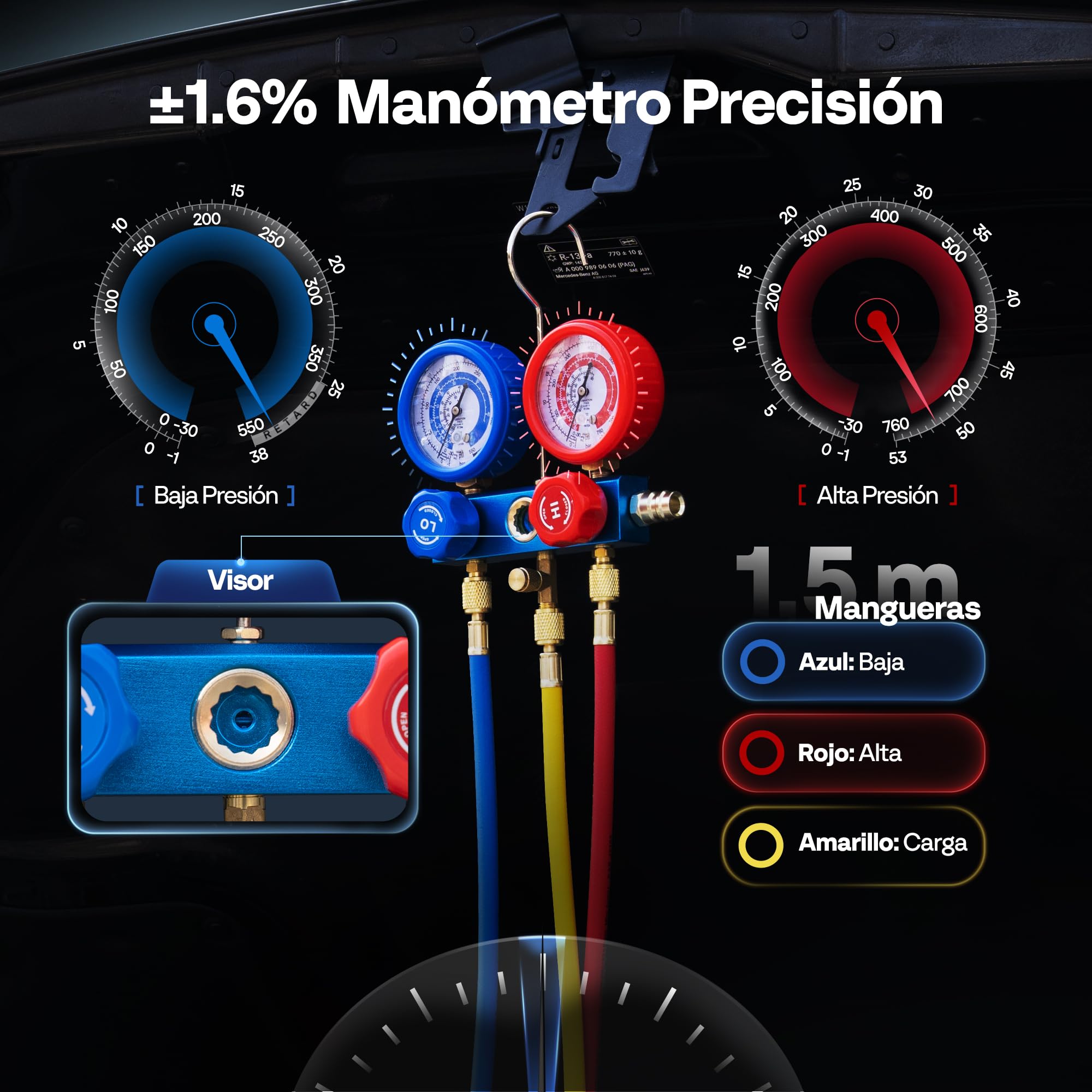 VIVOHOME Kit de Bomba de Vacío 3,5CFM Monofásica con Manómetros para HVAC Automotriz