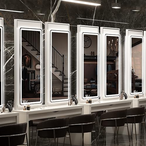 Miniatura 4 de Hasipu Espejo de longitud completa con luces, espejo de pared iluminado LED de 40 x 16 pulgadas, espejo para colgar sobre la puerta, espejo de