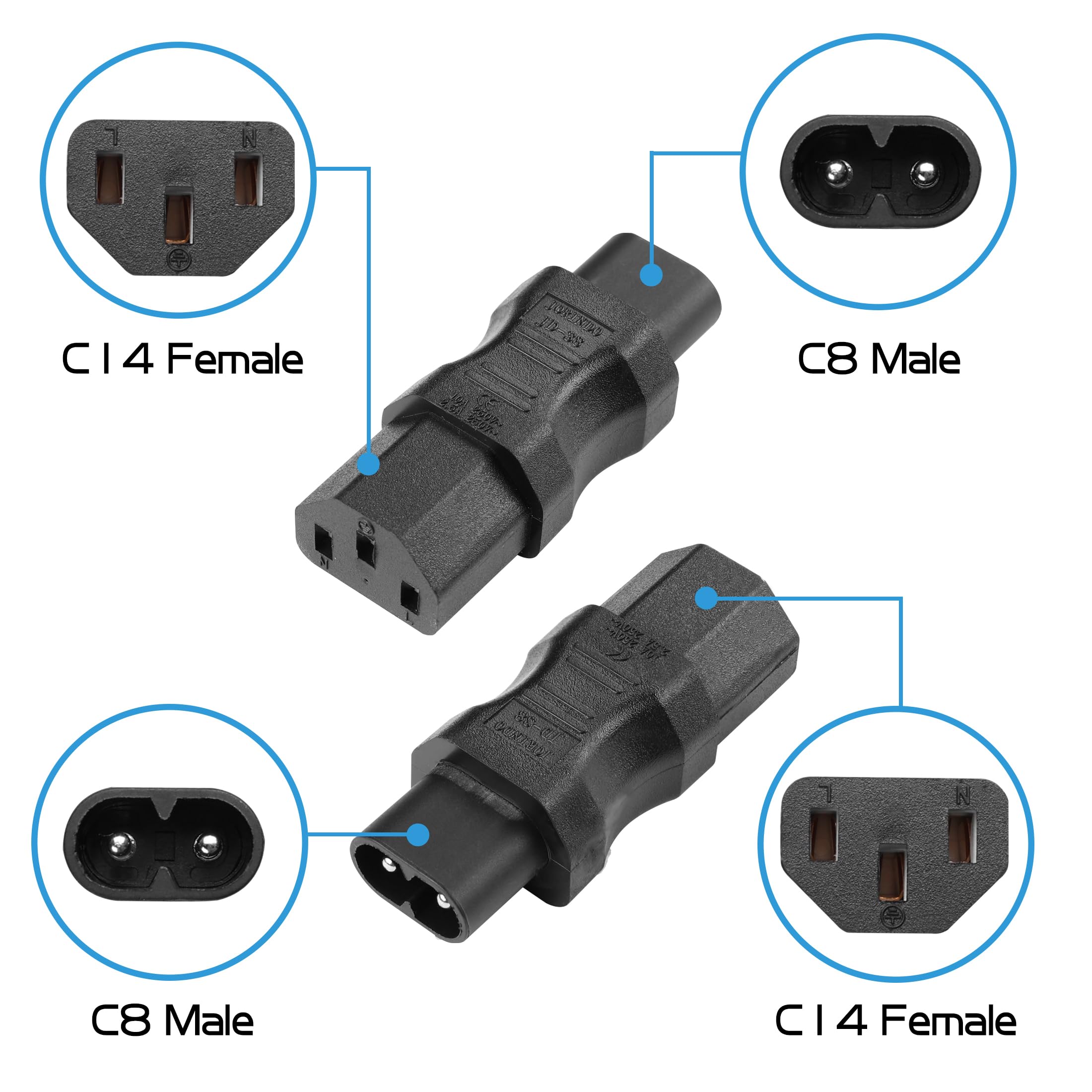 Adattatore convertitore di alimentazione IEC 320 C20 maschio a C13