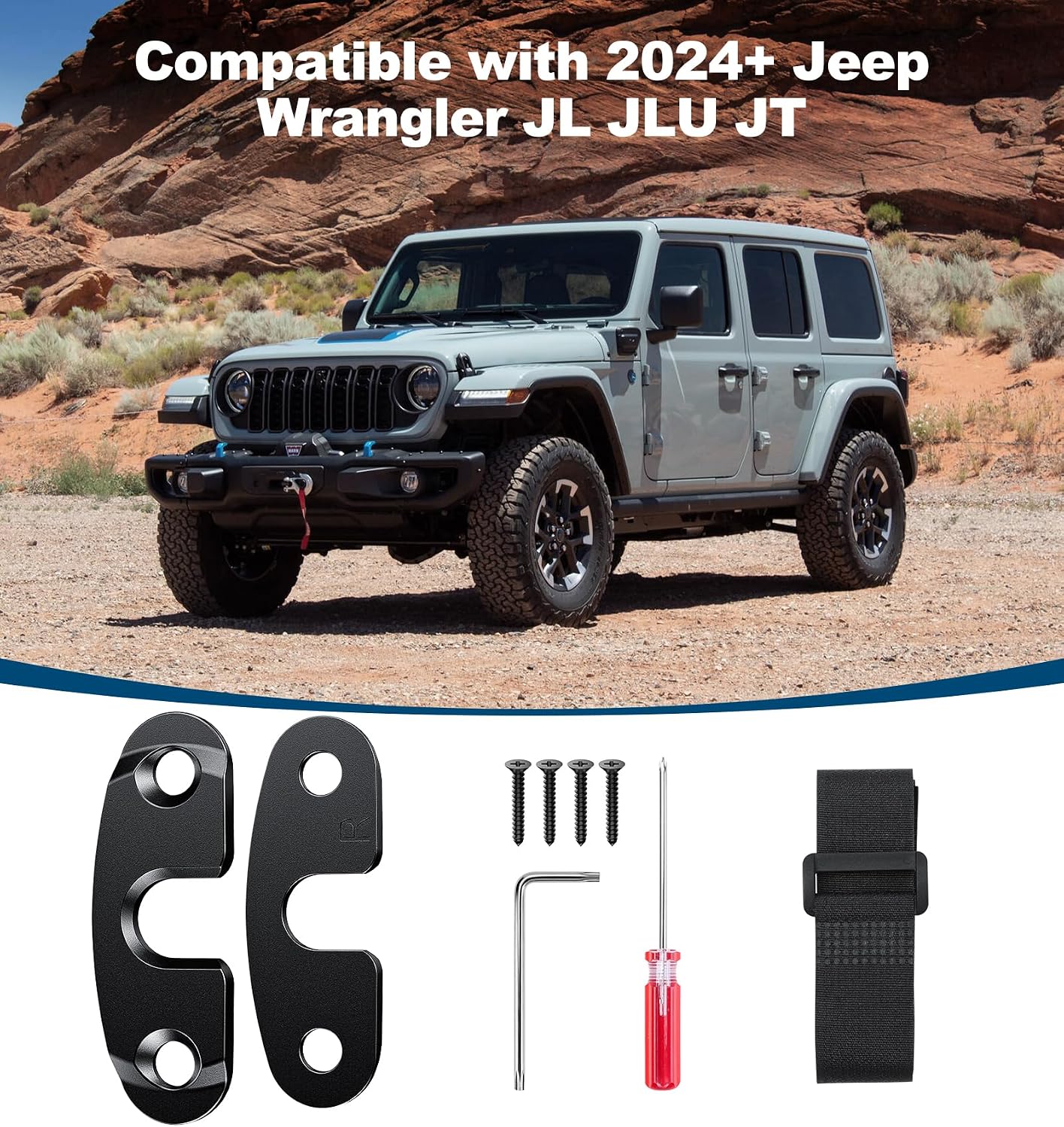Upgrade Metal Sun Visor Repair Kit Heavy Duty Visor Mounting Clips Compatible with 2024-2026 Jeep Wrangler JL/JLU & Gladiator JT All Trims