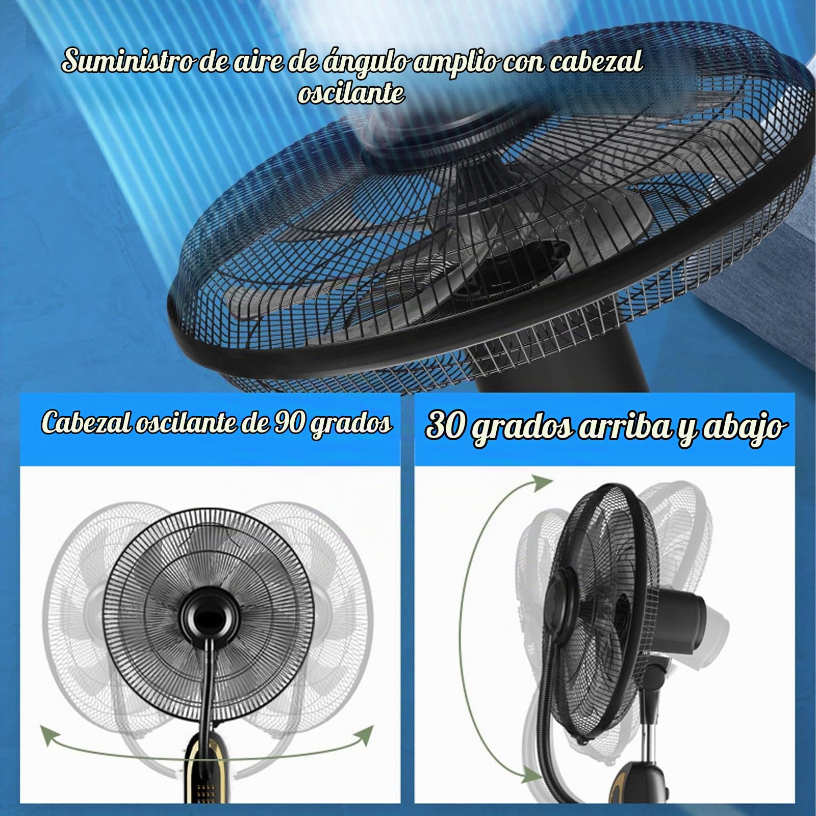 Nebulizador Terraza Ventilador de Pie con Agua 4L Refresca y Humidifica con Control Remoto Vaporizador 3 Velocidades de Viento for Patio, Restaurante Exterior