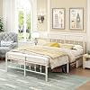 EMODA Double Bed Frame 4ft6 with Headboard and Footboard, Metal Bed Frame Double 46 cm High with Heavy Duty Slats Support, Noise Free, Easy Assembly, White