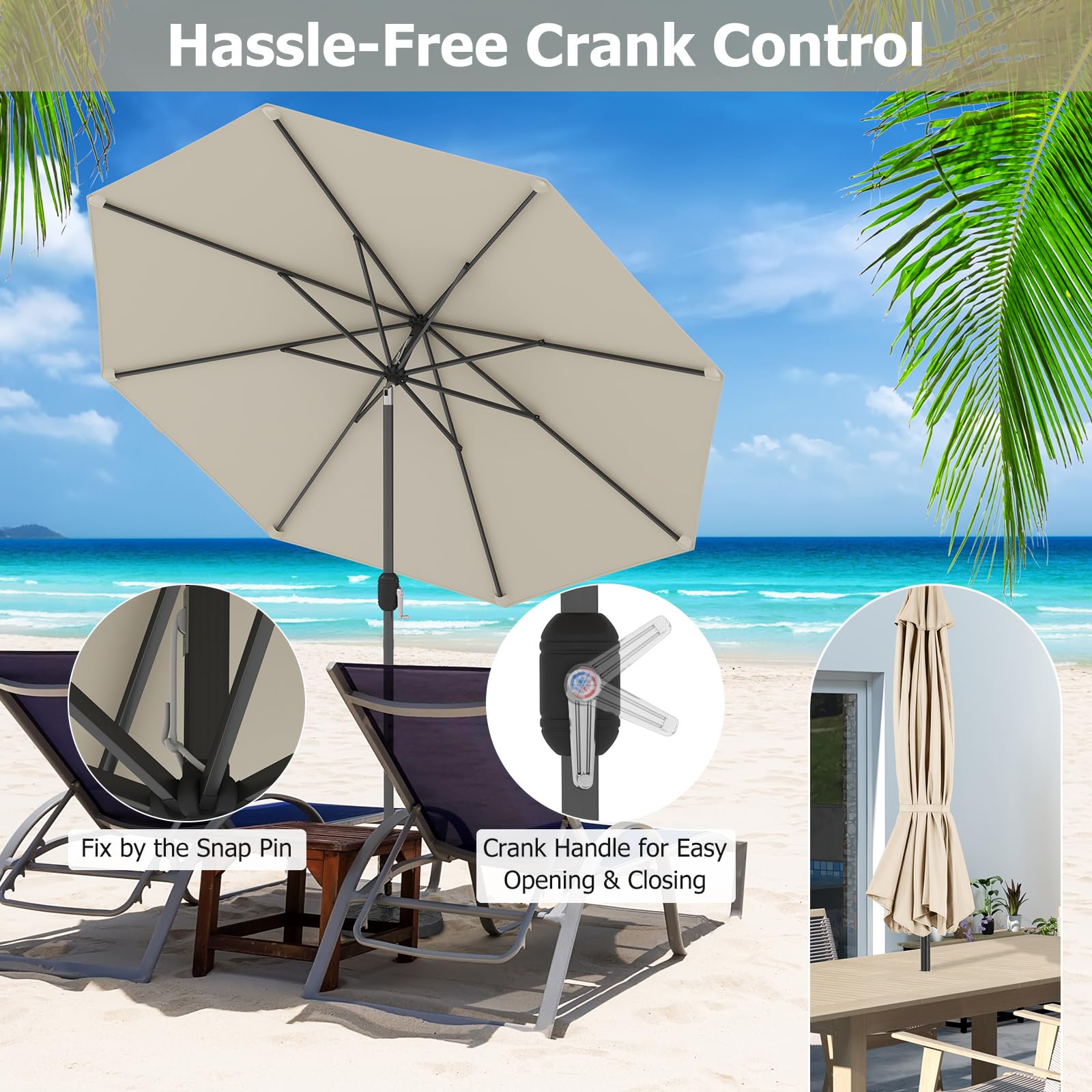Amazon.com: Giantex 9 英尺太陽天井雨傘Sunbrella 無LED 燈，6 支肋