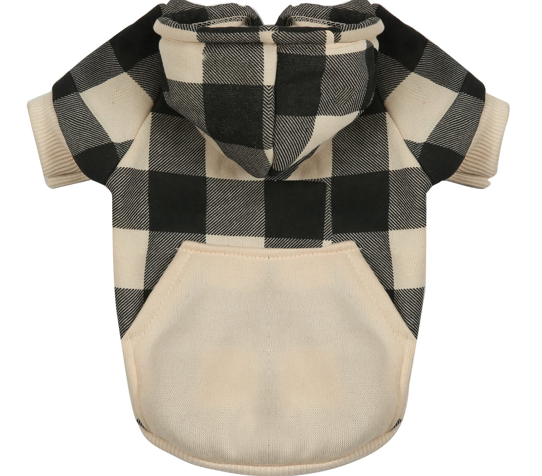 Dog Hoodie Plaid Pet Clothes Dogs Hooded Sweatshirt Warm Dog Pullover Sweatshirt for Winter Pet Apparel with Pocket for Small Medium Puppy Dogs Cat