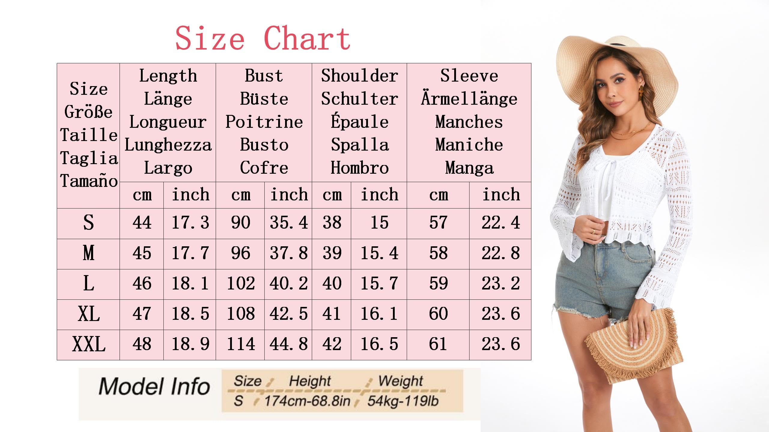 Cardigan da donna all'uncinetto con laccetto frontale, scollo a V, a maniche lunghe, leggero, da spiaggia