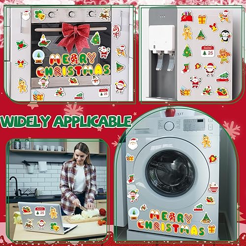 Miniatura 7 de 36 imanes de Navidad para refrigerador, cubierta magnética para refrigerador, Papá Noel, decoración navideña para buzón, casillero, nevera,