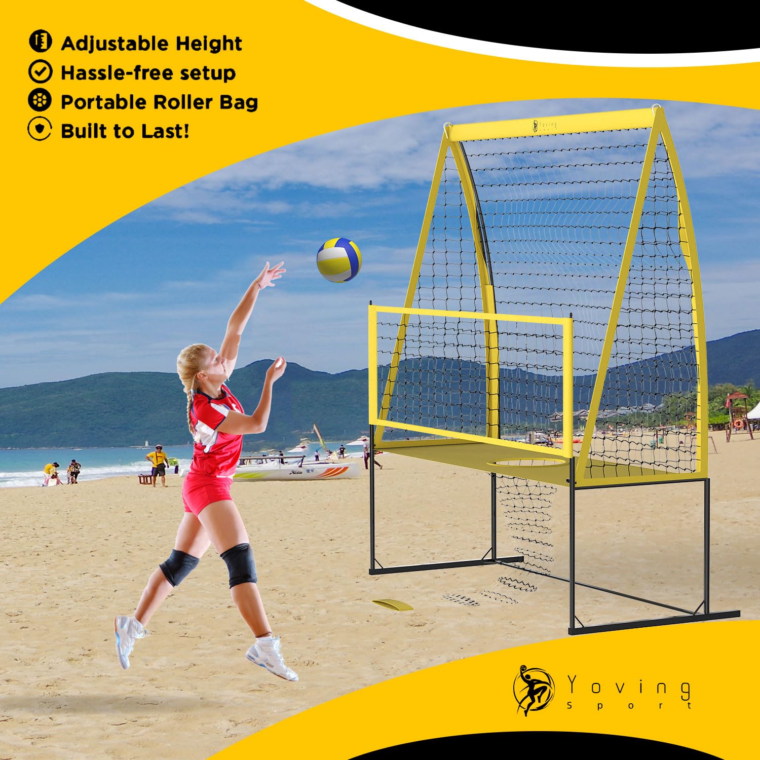 Yoving Volleyball Trainingsnetz 3,4m x 2,4m für Aufschlag Dunking Techniktraining