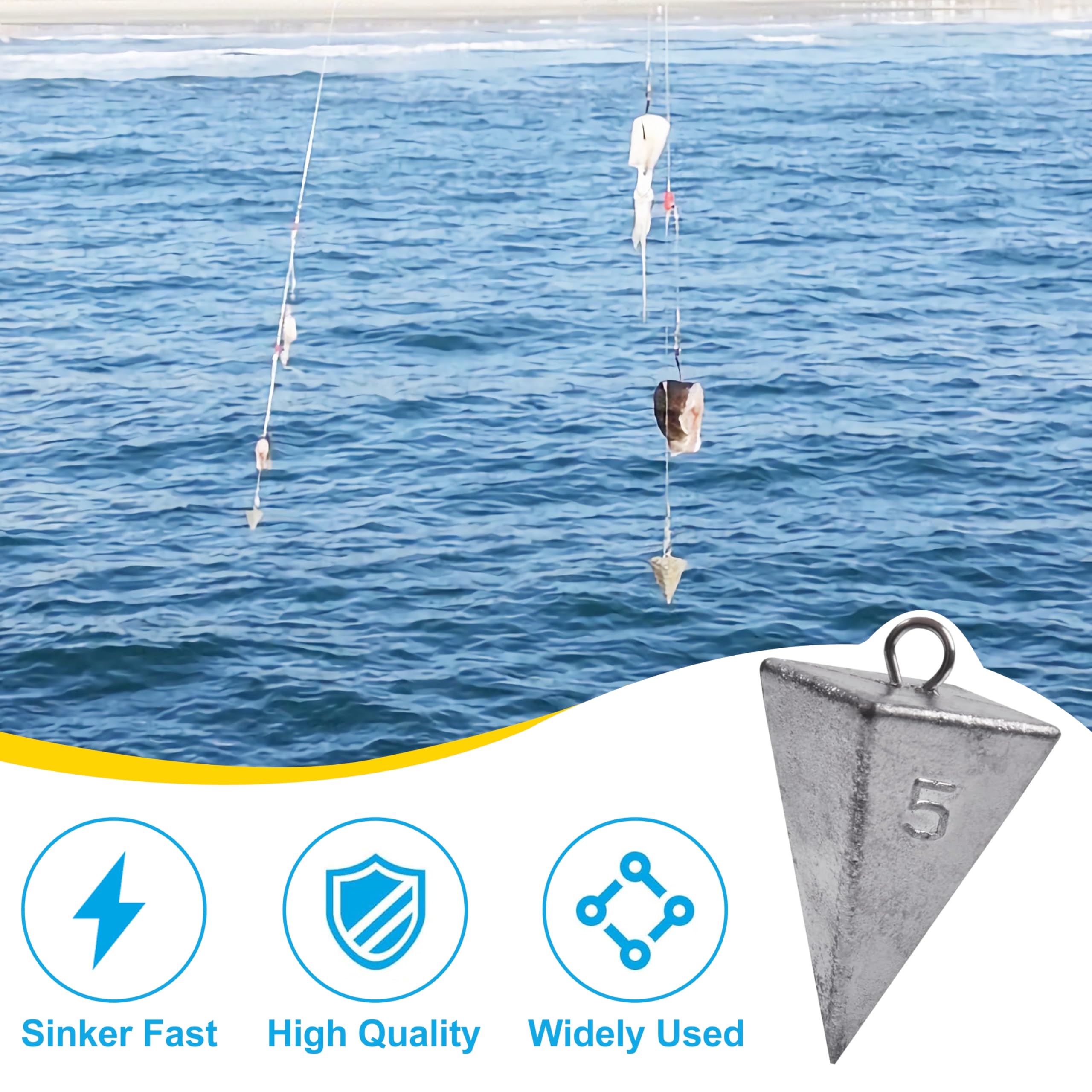 Kit di pesi da pesca a piramide, piombini da pesca in acqua salata, peso da 28,3 g a 226,8 g, piombini da pesca per pesce gatto, acqua salata, surf, attrezzatura da pesca