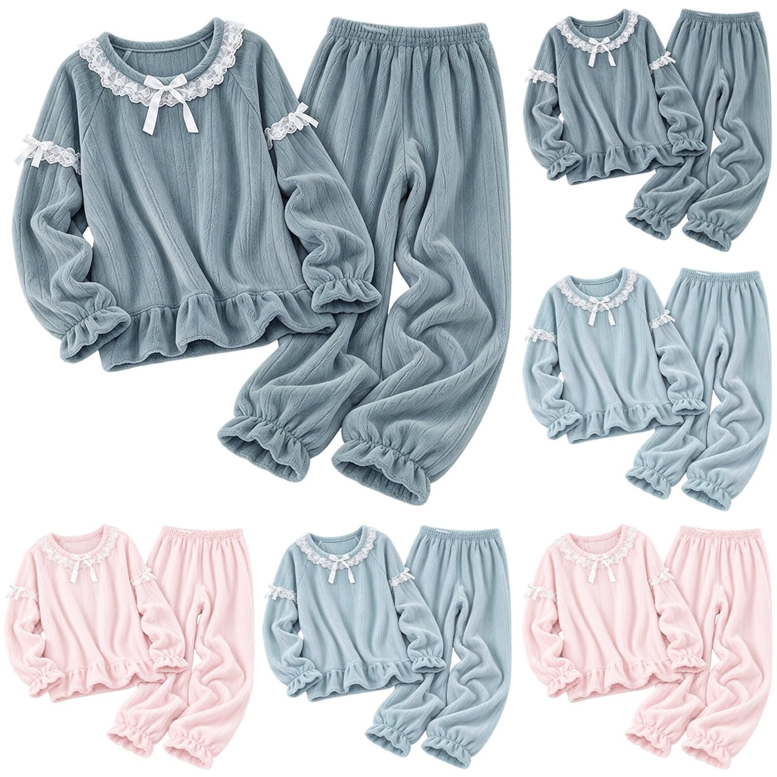 Women'S Flannel Pajamas Set 2 Piece Cute Fleece Pullover Winter Lounge Sets