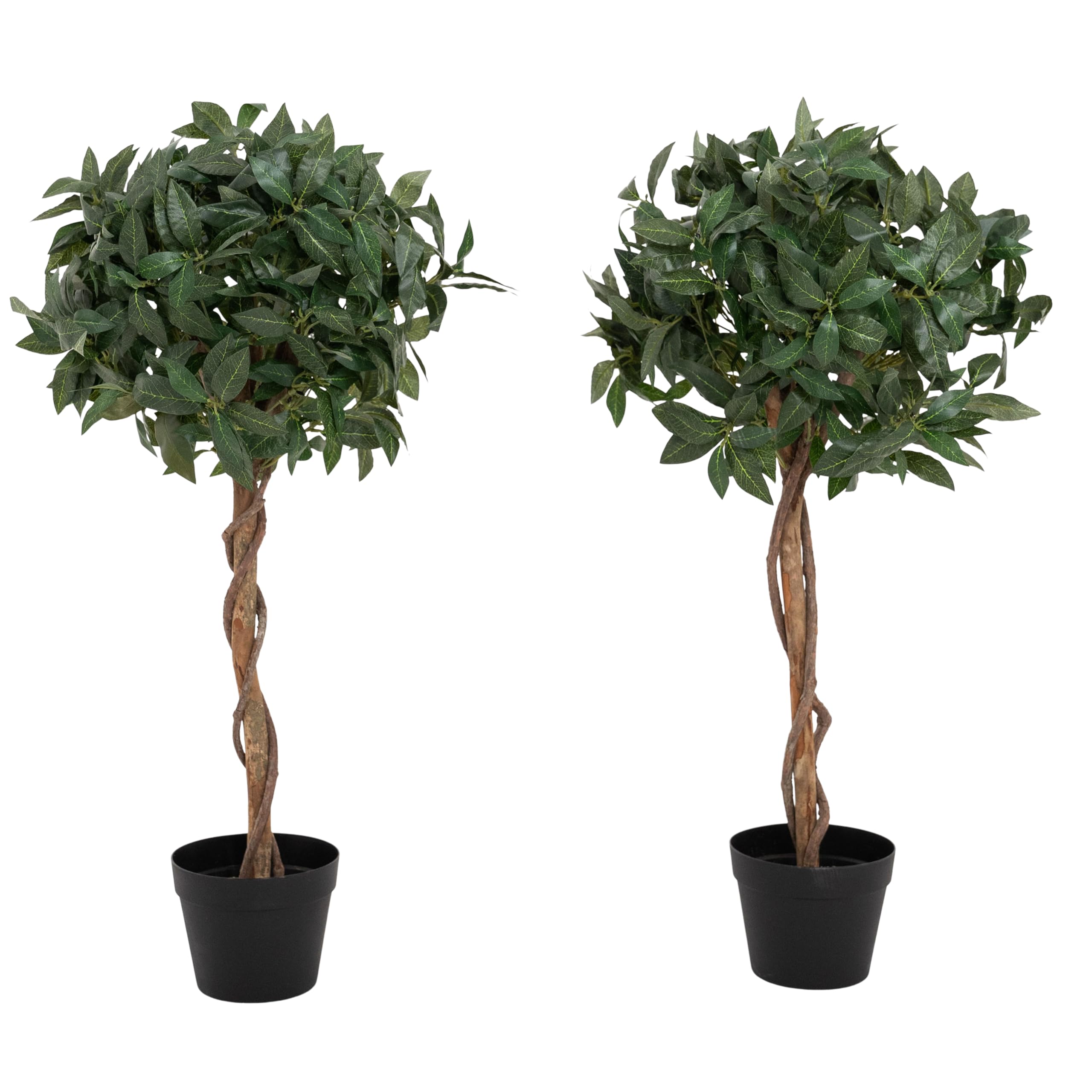 Blooming Artificial - Fake Bay Laurel Tree, Available in Four Sizes, UV Stable Outdoor and Indoor Artificial Topiary Tree (2, 90 cm)
