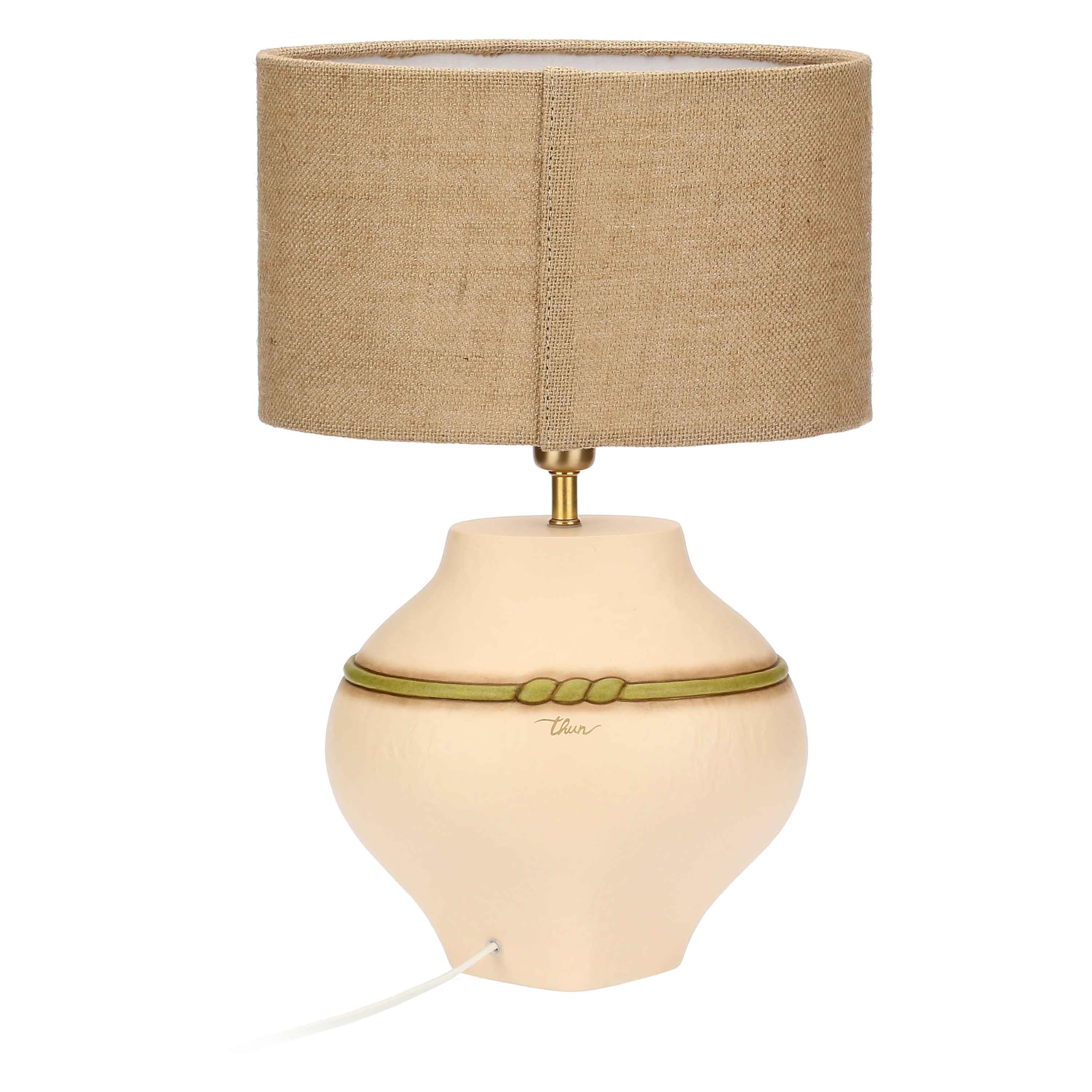 Thun Lampada con Fiori Media Ceramica, Paralume in Cotone ignifugo e Poliestere, Struttura Paralume in Ferro Verniciato, Collezione Country Bloom, 22,1 x 17,1 x 20,9 cm