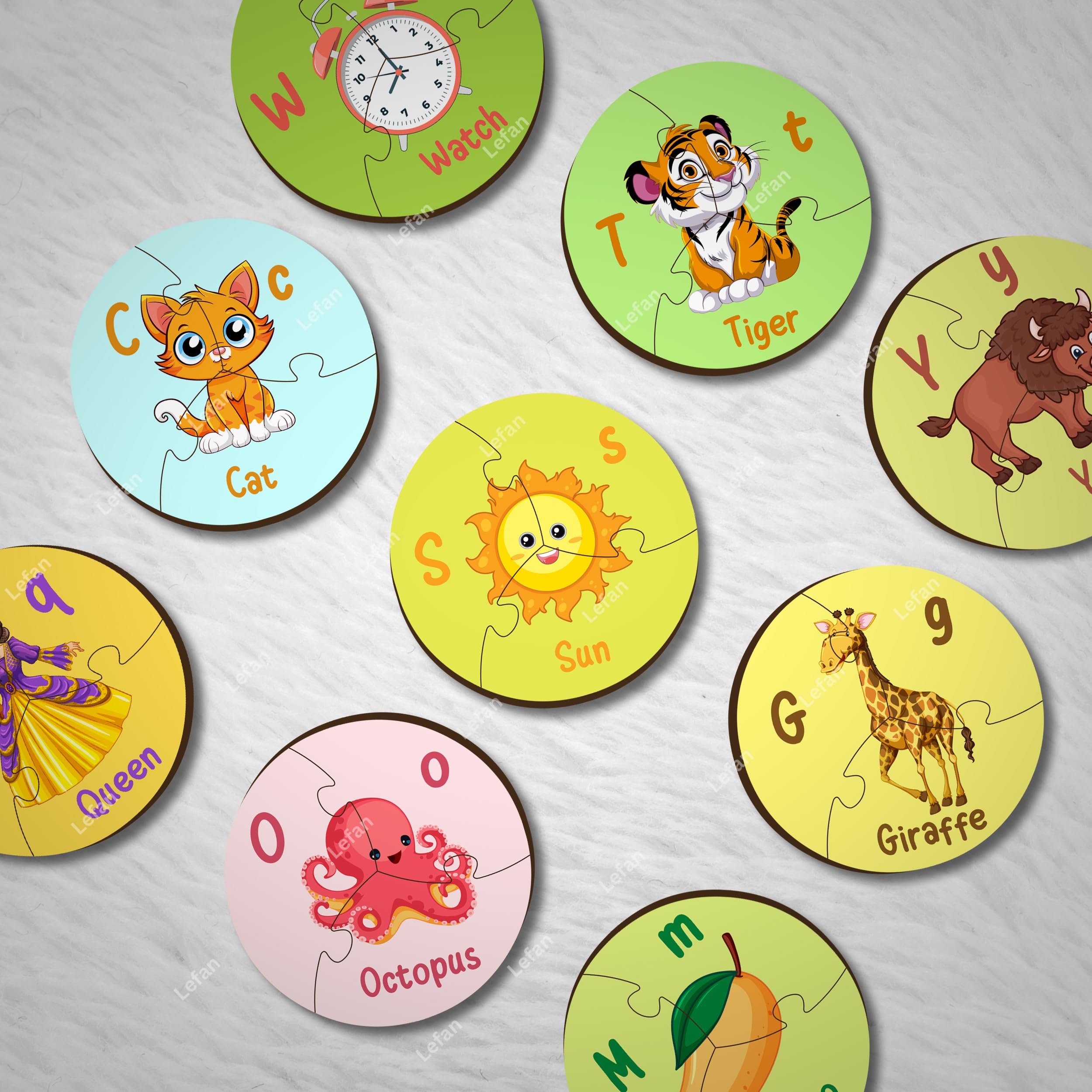Lefan Round Alphabet Jigsaw Puzzle for Kids Educational ABC Learning Toy 26 Piece Circular Puzzle Preschool Montessori Game Colorful Wooden Letters Toddlers Age 2 3 4 5 Years - Image 3 thumbnail