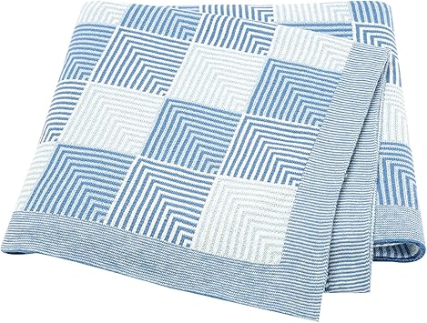 Haokaini Nursery,Bedding,Blankets & Swaddlers,Swaddles Haokaini Newborn Baby Swaddle Blanket Toddler Knitted Plaid Stroller Blanket Newborn Nursery Swaddle Wrap for Baby Boys Girls, 39.4 x 31.5 inches