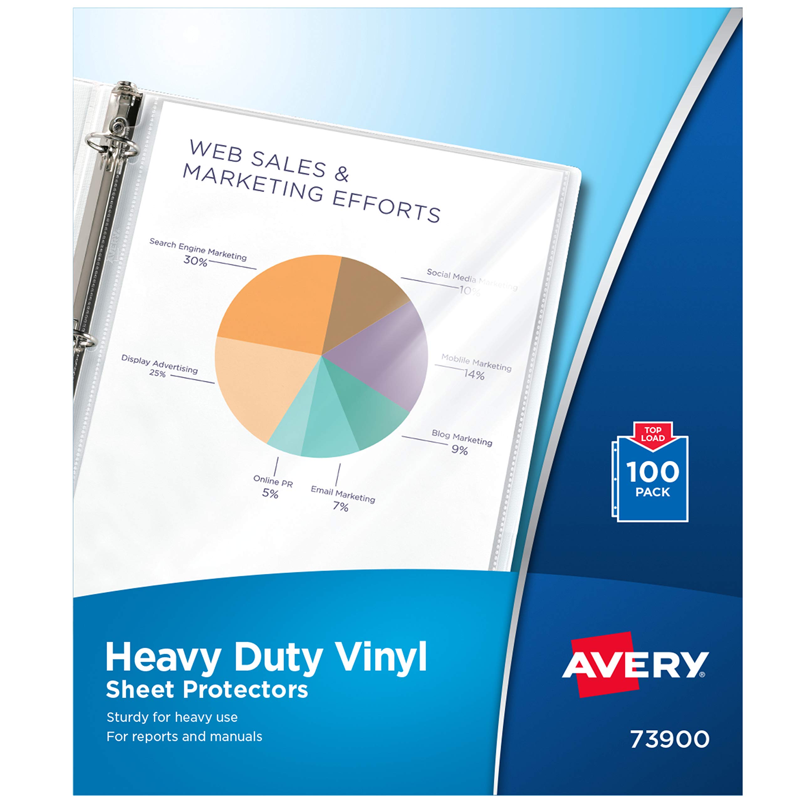 Avery 73900 Top Loader Vinyl Films Heavy Duty Letter Clear (Pack of 100), 100 Protectors