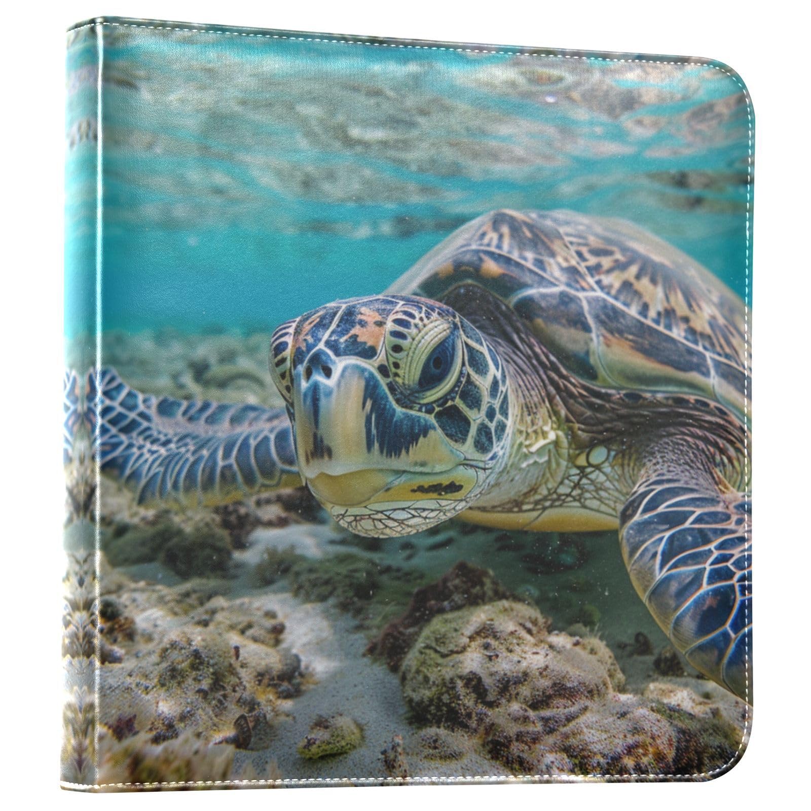 JIPONI Cute Turtle Large Photo Album, DIY Leather Cover Scrapbook Albums for 4x6 5x7 6x8 Pictures, Self Adhesive Memory Book for Wedding, Baby, Family