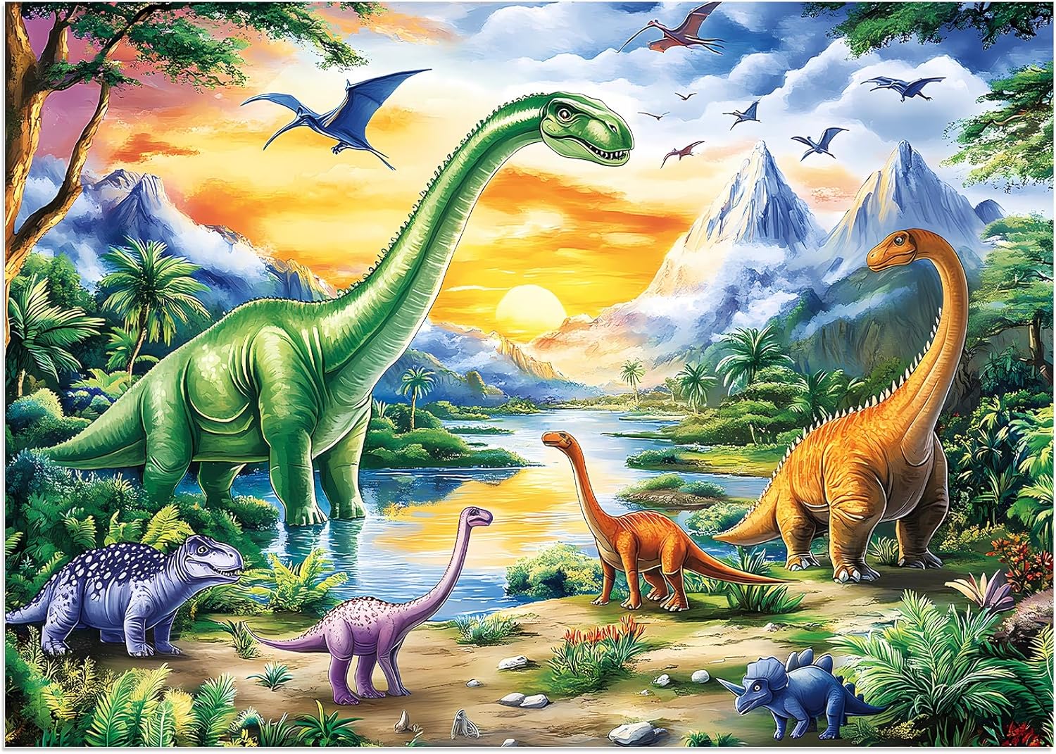 100 Piece Puzzles for Kids Ages 4-6 6-8 8-10 Year Old - Dinosaurs 100 Pieces Jigsaw Puzzles for Kids, Learning Educational Toys for Boys and Girls