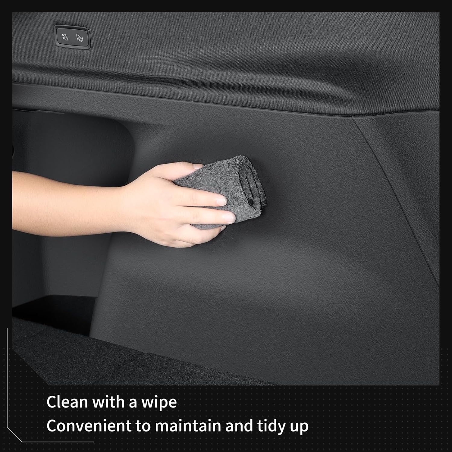 LUCKEASY Rear Trunk Side Full Protective Cover for Tesla Model Y Juniper 2026 2025 5 Seat Standard & Premium & Performance TPE Rear Trunk Left & Right Side Wrap Guards Cover Velcro Accessories Black