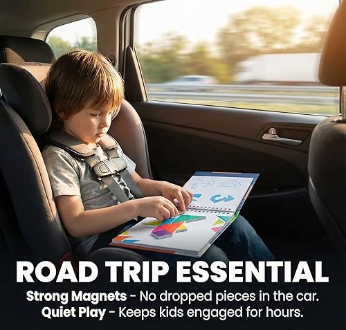 Miniatura 2 de Juegos de viaje Tangrams, juegos de viaje magnéticos para viajes por carretera juego de mesa para niños, juguetes educativos para niños de más de 3
